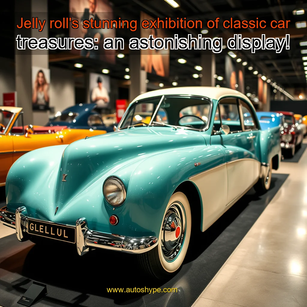 Artistic representation for Jelly roll's stunning exhibition of classic car treasures: an astonishing display!