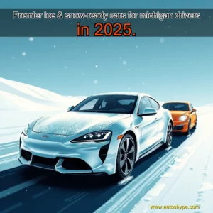 Artistic representation for Premier ice & snow-ready cars for michigan drivers in 2025.
