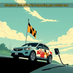 Artistic representation for Maryland cant afford its impending gas vehicle ban