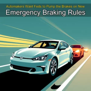 Artistic representation for Automakers Want Feds to Pump the Brakes on New Emergency Braking Rules