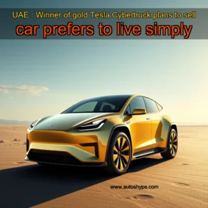 Artistic representation for UAE : Winner of gold Tesla Cybertruck plans to sell car prefers to live simply