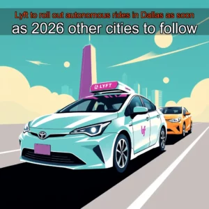 Artistic representation for Lyft to roll out autonomous rides in Dallas as soon as 2026 other cities to follow