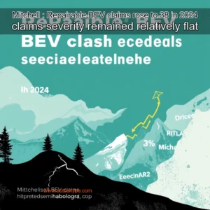 Artistic representation for Mitchell : Repairable BEV claims rose to 38 in 2024 claims severity remained relatively flat