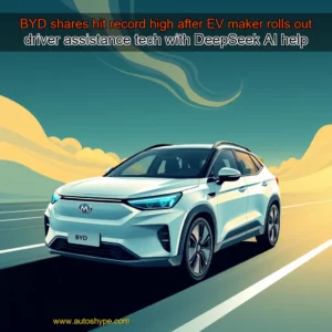 Artistic representation for BYD shares hit record high after EV maker rolls out driver assistance tech with DeepSeek AI help