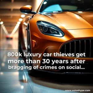 Artistic representation for 800k luxury car thieves get more than 30 years after bragging of crimes on social media