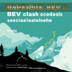 Artistic representation for Mitchell : Repairable BEV claims rose to 38 in 2024 claims severity remained relatively flat