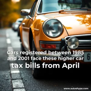 Artistic representation for Cars registered between 1985 and 2001 face these higher car tax bills from April