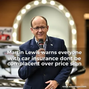 Artistic representation for Martin Lewis warns everyone with car insurance dont be complacent over price sign