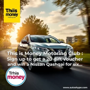 Artistic representation for This is Money Motoring Club : Sign up to get a 20 gift voucher and win a Nissan Qashqai for six months