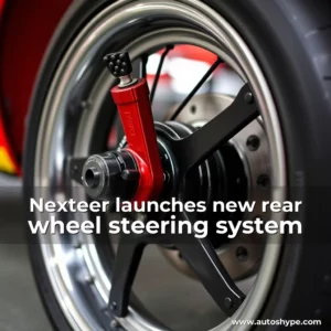 Artistic representation for Nexteer launches new rear wheel steering system