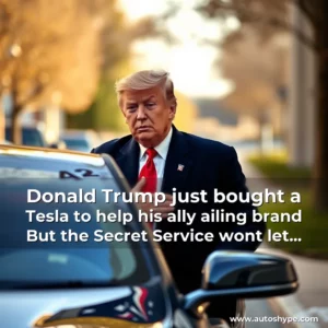 Artistic representation for Donald Trump just bought a Tesla to help his ally ailing brand But the Secret Service wont let him drive it 13 Mar 2025