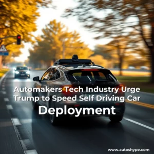 Artistic representation for Automakers Tech Industry Urge Trump to Speed Self Driving Car Deployment