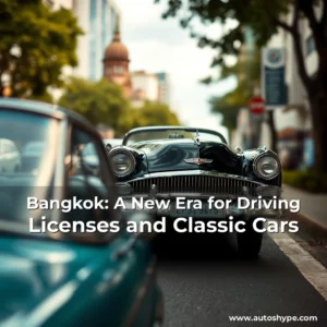Artistic representation for Bangkok: A New Era for Driving Licenses and Classic Cars