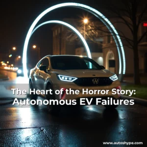 Artistic representation for The Heart of the Horror Story: Autonomous EV Failures