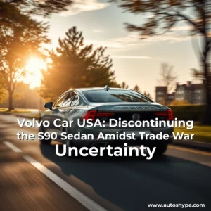 Artistic representation for Volvo Car USA: Discontinuing the S90 Sedan Amidst Trade War Uncertainty