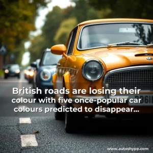 Artistic representation for British roads are losing their colour with five once-popular car colours predicted to disappear completely by 2033.