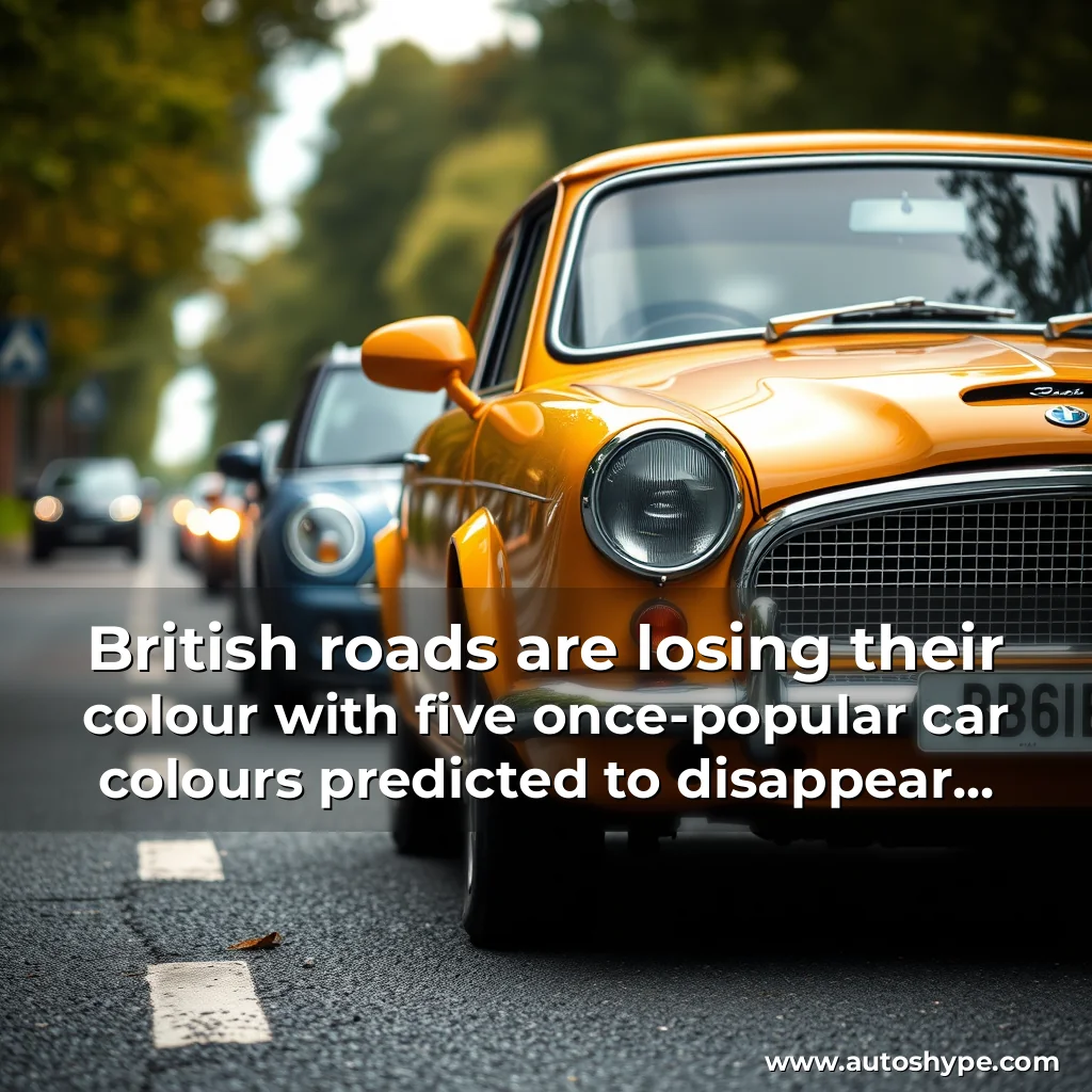 Artistic representation for British roads are losing their colour with five once-popular car colours predicted to disappear completely by 2033.