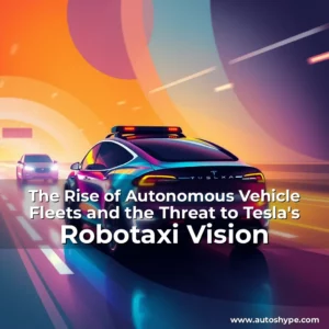 Artistic representation for The Rise of Autonomous Vehicle Fleets and the Threat to Tesla's Robotaxi Vision