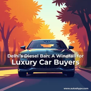 Artistic representation for Delhi’s Diesel Ban: A Windfall for Luxury Car Buyers